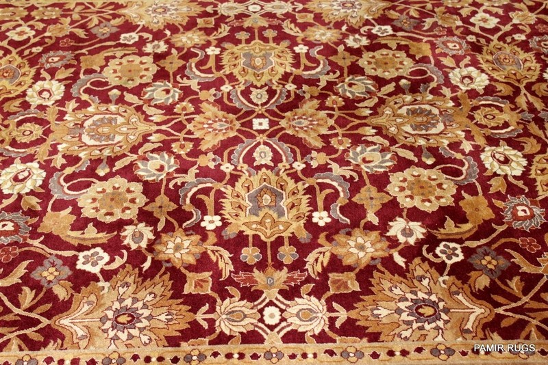 Very Fine Quality Hand Knotted 8' x 10' AGRA Heriz Design Dark red, gold Beige gallery
