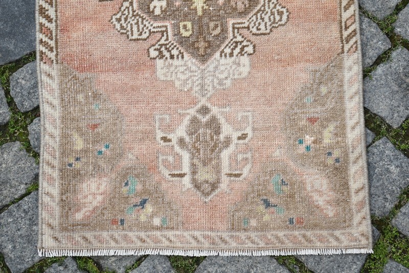 Vintage Turkish Rug 18'' x 37'' Anatolian Kilim Hand-Knotted Small Doormat Rug gallery