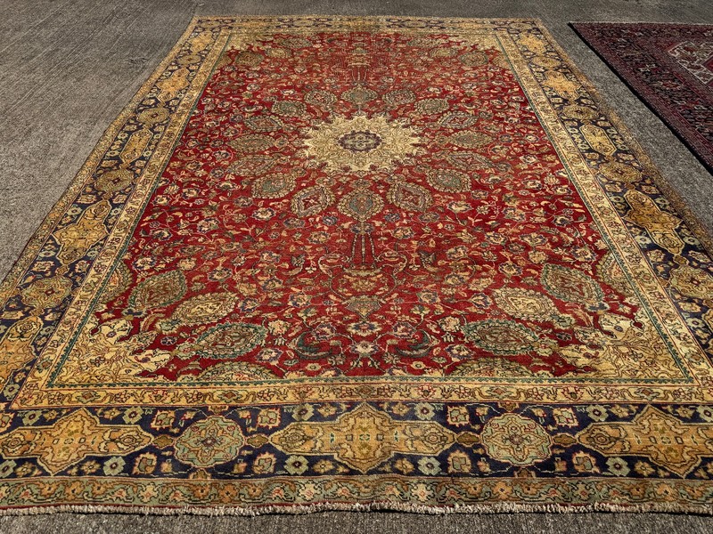 9x12 RED VINTAGE RUG HAND-KNOTTED ANTIQUE ORIENTAL navy blue handmade fine 8x12 gallery