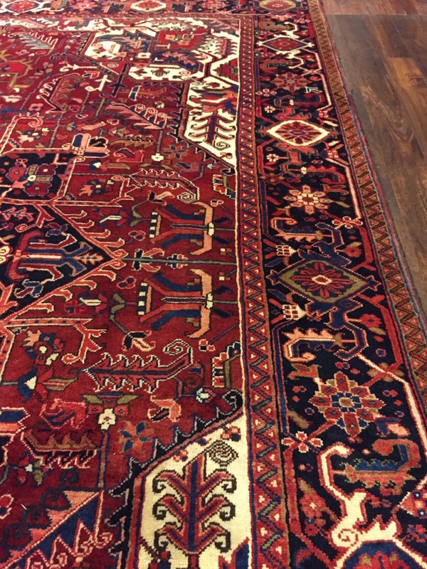 Sale Genuine Hand Knotted Heriz Serapi Area Rug Geometric Carpet 9’5”x12’9,#2868 gallery