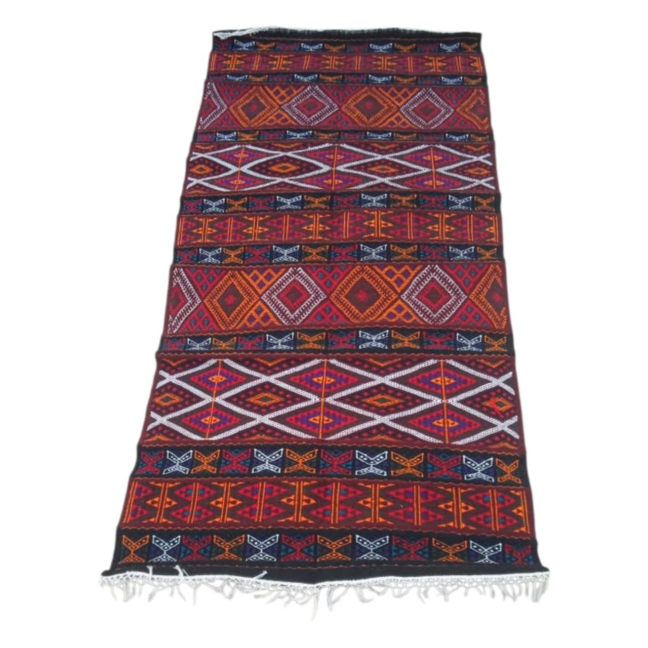 Vintage Handmade Berber Wool Rug 201x85-92cm Algerian Sahara Tribal gallery