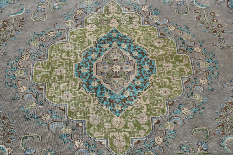 Antique Floral Gray Traditional Area Rug Evenly Low Pile Hand-knotted Wool 9x13 gallery