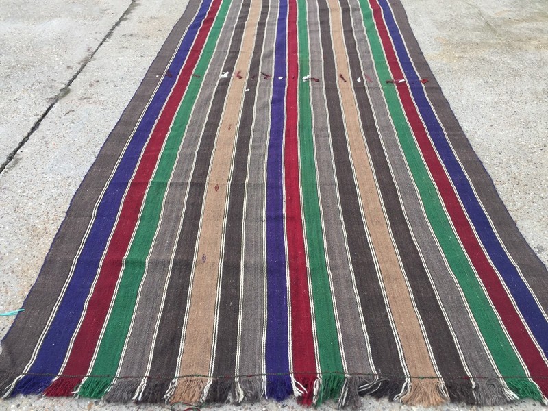 Vintage Turkish Kilim Kelim Rug 360x170cm shabby chic wool, country home, boho gallery