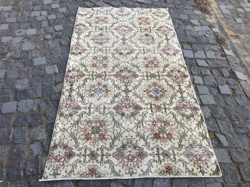 Bohemian Area Rug Handmade Wool Rug Turkish Vintage Traditional Rug Home Decor gallery