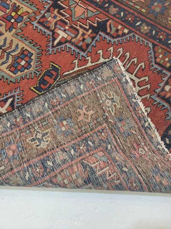 Antique Oriental Hand-Knotted Wool Area Rug Red/Blue/Ivory/Green 3' x 4'8" gallery