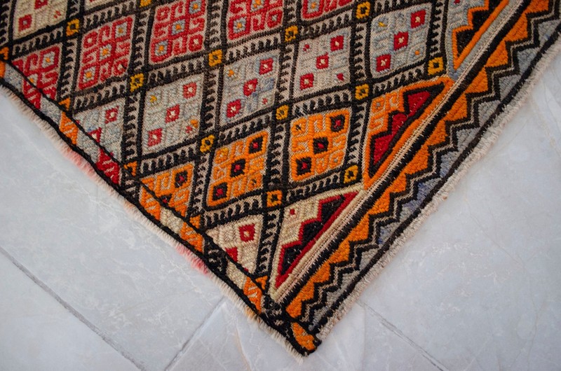 Handmade Kilim Rug Embroidered Turkish Rug Small Rug Wool DoorMat 1'9" x 3'1" gallery