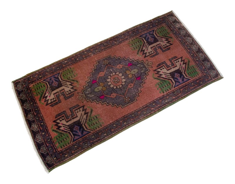 Vintage Turkish Rug Door Mat 1970s Hand Knotted Accent rug Enrty Decor 1'9 x 3'6 gallery