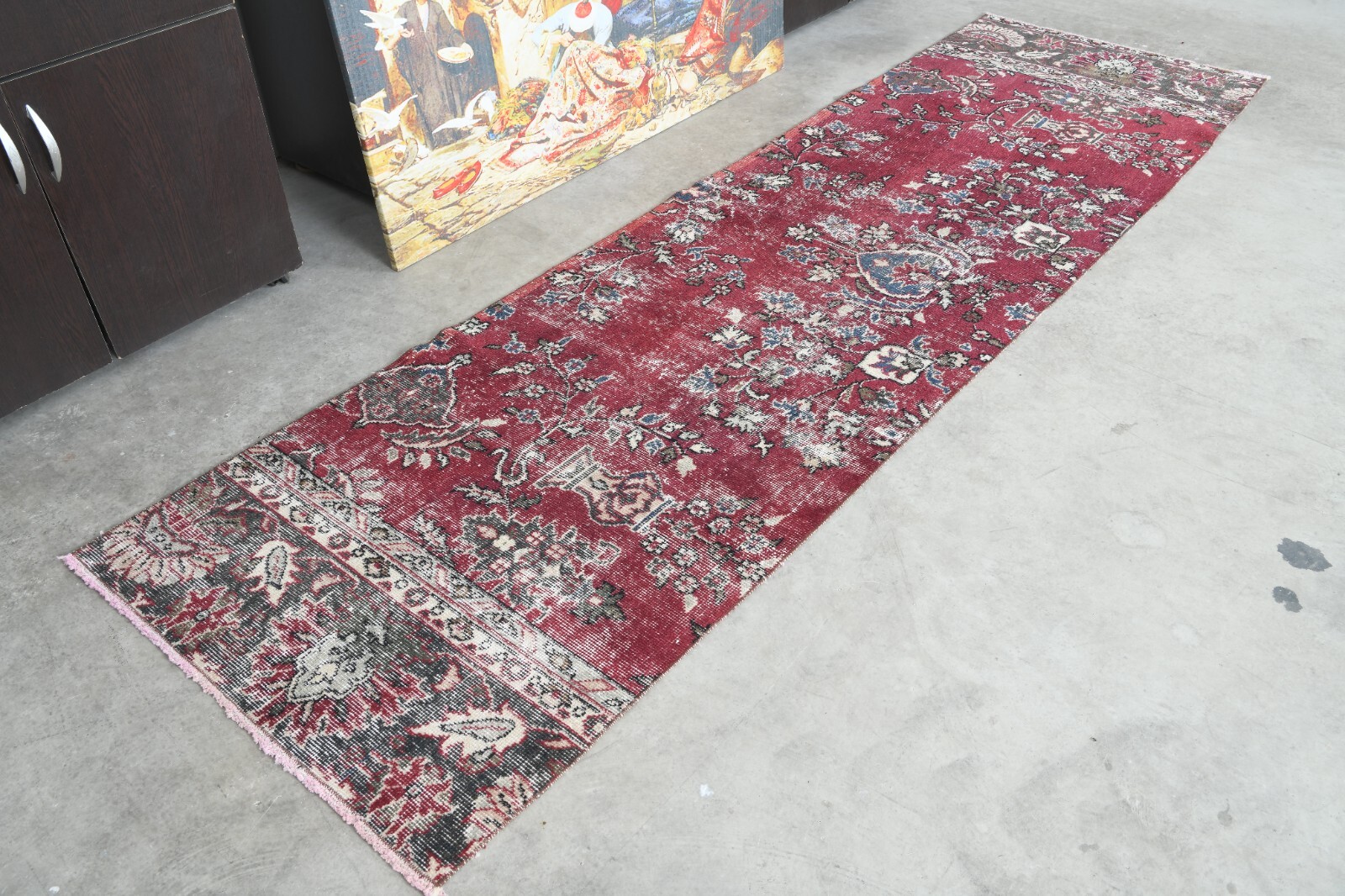 Turkish Rug Runner Hand-Knotted Carpet Vintage Runner Rug Oushak Rug 3x12 ft,388 gallery