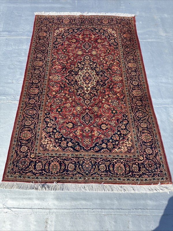 1920s Hand-knotted Rug 4’5”X 7' Kaashan Nice Muted Colors gallery