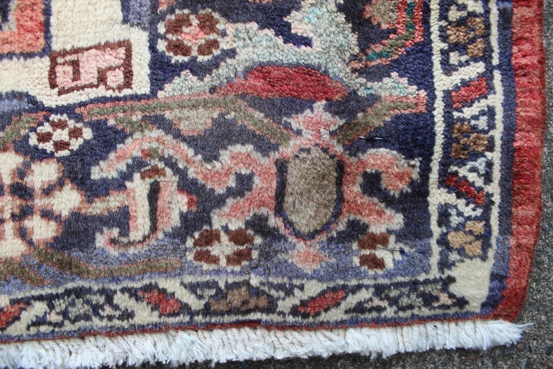 Vintage Hand Made Vagereh Traditional Oriental Wool Pink Red Small Rug 63x61cm gallery