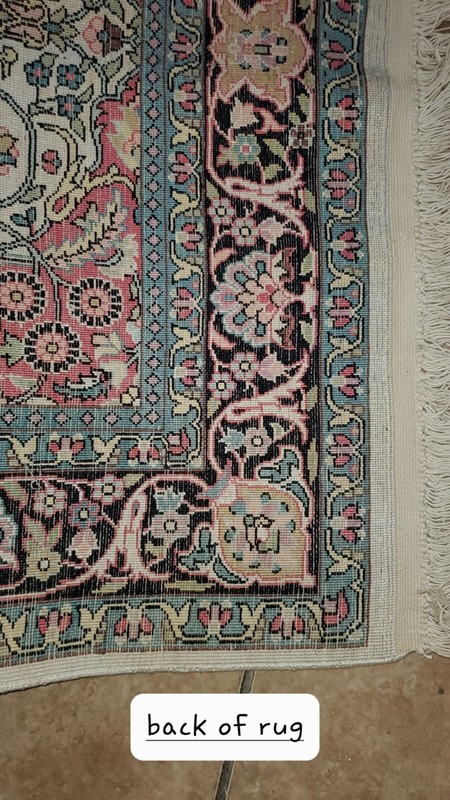 vintage oriental rug 3 ft x 5 ft handmade Kashmir 1980's unused condition gallery