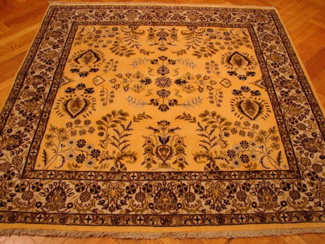 6x6 Wool Graceful Handmade Light Gold New Square rug PIX-3054 gallery