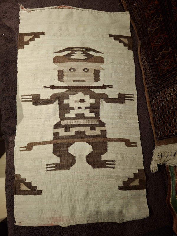 Vintage Peruvian Alpaca Wool Rug Hand Loomed Mid Century Rug 79 cm X 45 Cm gallery