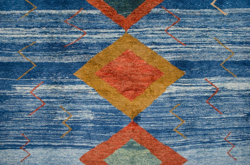 6x7 Hand Knotted Gabbeh Rug Area Rug Ticker Pile Child Room Rug BLUE 6'1''x6'8" gallery