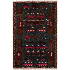 Handmade Afghan War Carpet Vintage Artwork Rug 2.7×1.9 ft