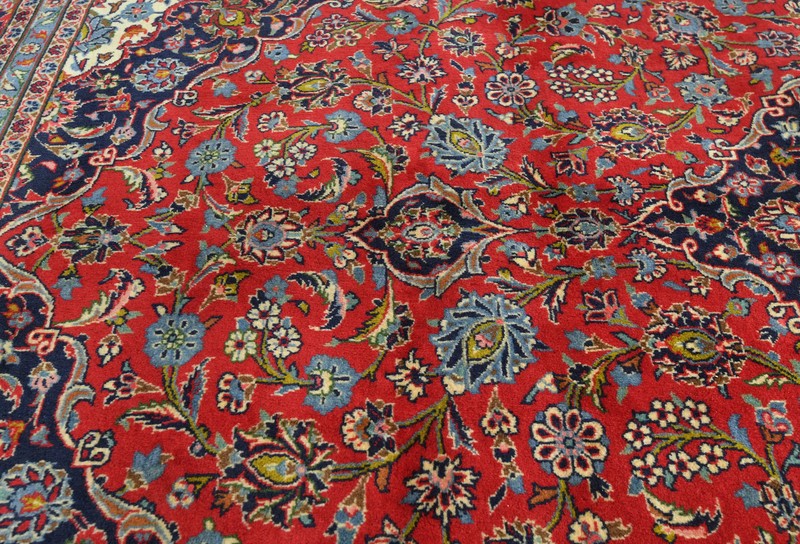 Vintage Hand-Knotted Red Floral Oriental Bedroom Carpet Rug 8'1 X 11'3 ft gallery