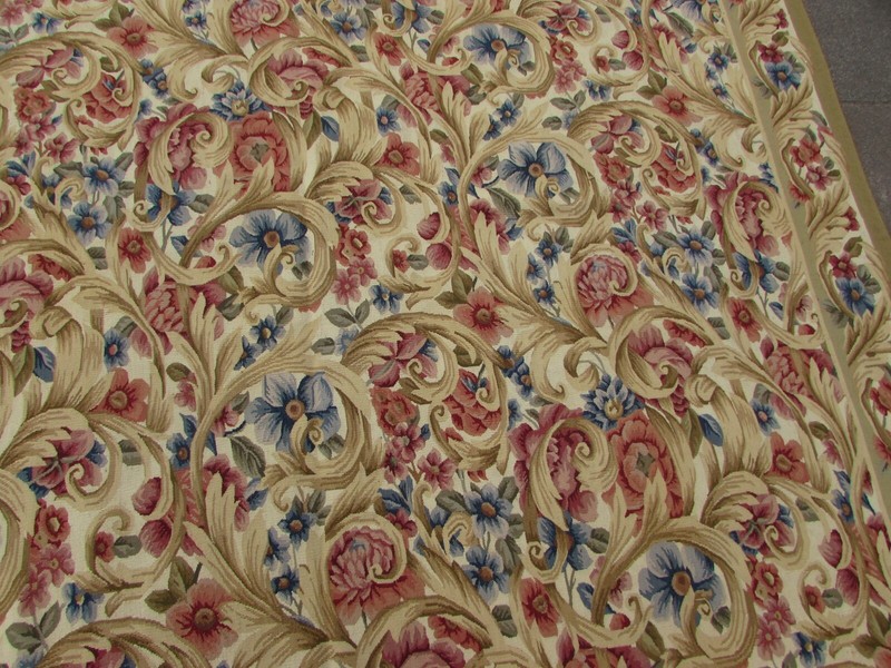 Vintage Hand Made French Design Wool Beige Red Blue Original Aubusson 440X313cm gallery