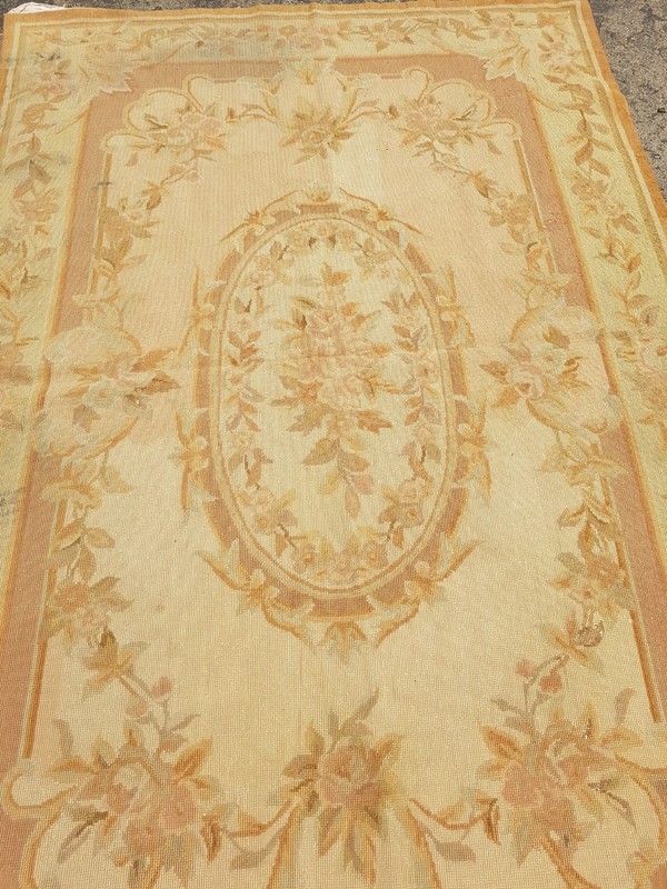 Vintage French Floral Needlepoint Handmade Multicolor Rug Wool Carpet 174x113 cm gallery