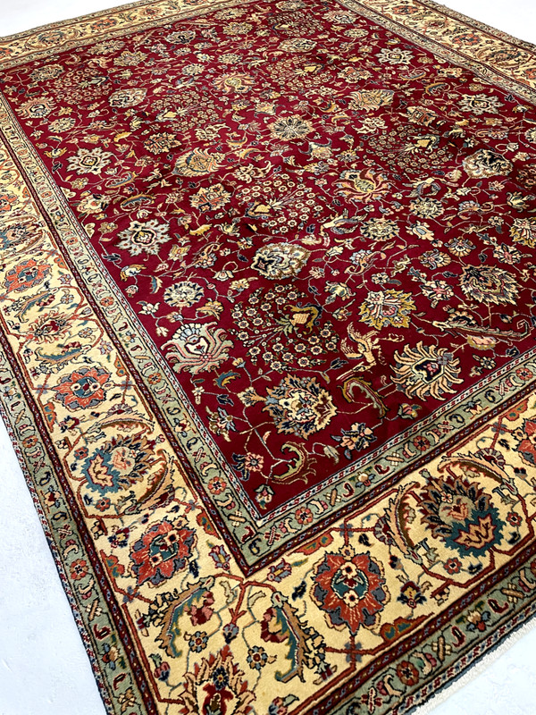 Antique Oriental Hand-Knotted Wool Area Rug Red/Beige/Blue/Green 10' x 13' gallery