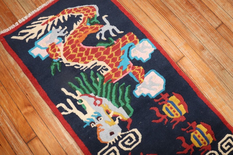 Vintage Tibetan Dragon Rug Size 2'x6'3'' gallery