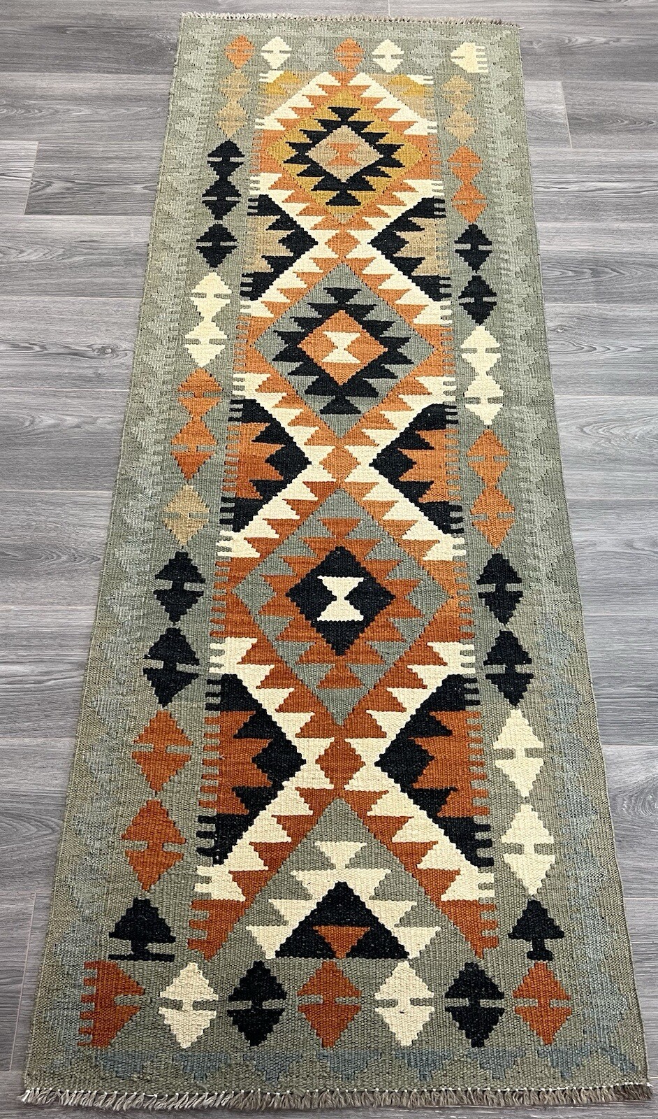 Handmade Kilim Runner wool natural colours Afghan Traditional 202cmx73cm gallery