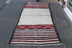 Antique Worn Hand Made Traditional Oriental Wool Red Kilim Bag Runner 290x104cm