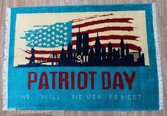 Afghan War Rug Hand-Knotted 9/11 Patriot Day New York City Skyline 3.9′ x 2.8′