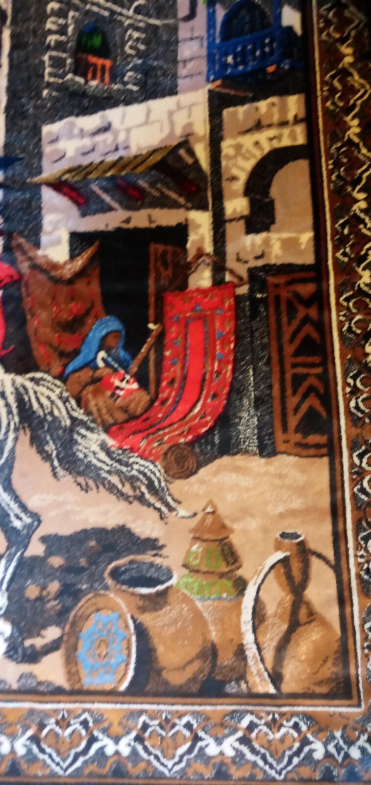 Blue Velvet Rug or Wall Hanging 46"x74" Desert Scene gallery