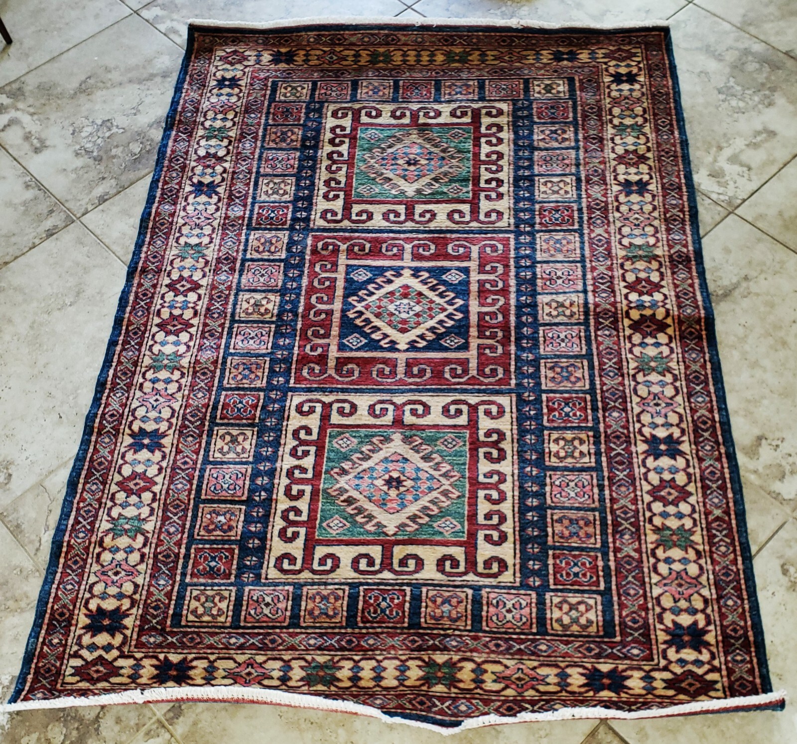 Antique Traditional Zanjan Tribal Caucasian Hand-Knotted Carpet Wool 5'8" x 4' gallery