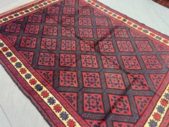 6×8 Afghan Baluchi Rug – Hand-Knotted Wool, Moroccan-Style Diamonds Area Rug