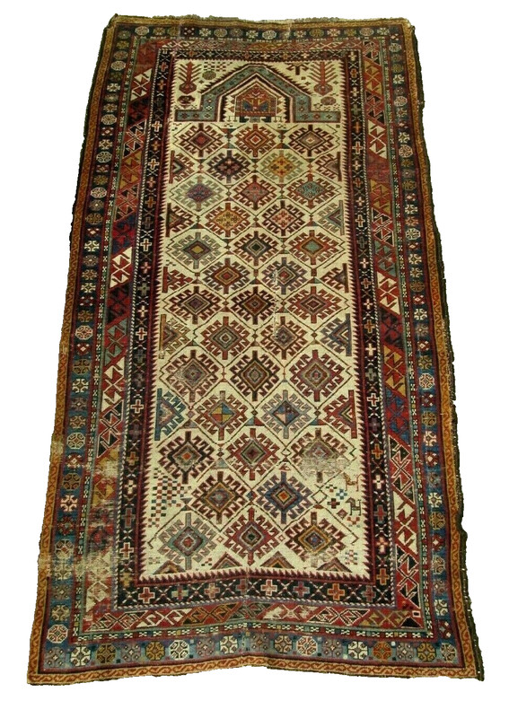 ANTIQUE CAUCASIAN SHIRVAN PRAYER RUG CIRCA 1870's. VERY FINELY WOVEN COLLECTIBLE gallery