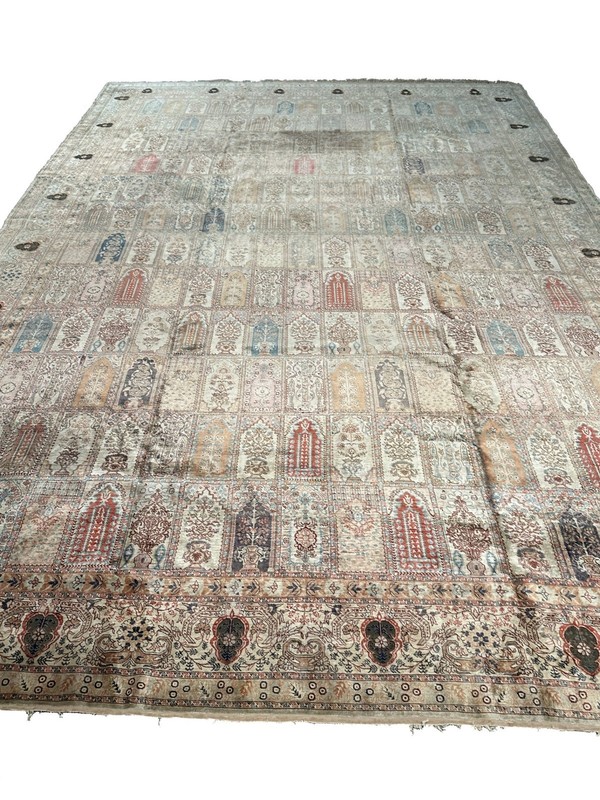 10x14 Antique Authentic Silk & Metal Turkish Hereke Fine Garden 295cm x 422 gallery