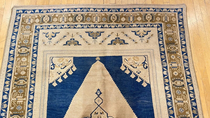Bohemian Antique Ca1900-1939's Muted Colors, Wool Pile Oushak Area Rug 5’4"×9' gallery