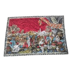 Velvet Tapestry Wall Rug Hanging Vintage 70s Middle Eastern Arabic Scene MCM J