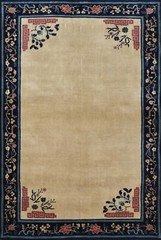 Peking Rug 4′ x 5’10” Beige Wool Traditional Hand-Knotted Oriental Carpet