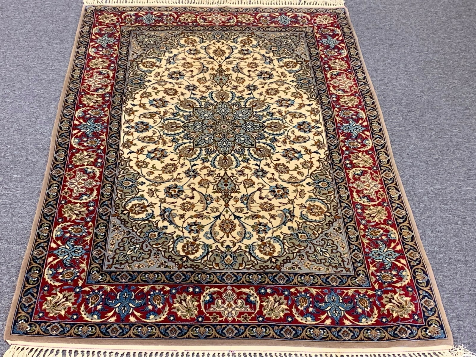 ISFEHAN EXTRA FINE KORK ( FINE WOOL ) AND SILK 729 KPSI ORIENTAL RUG 3.5 X 5.10 gallery