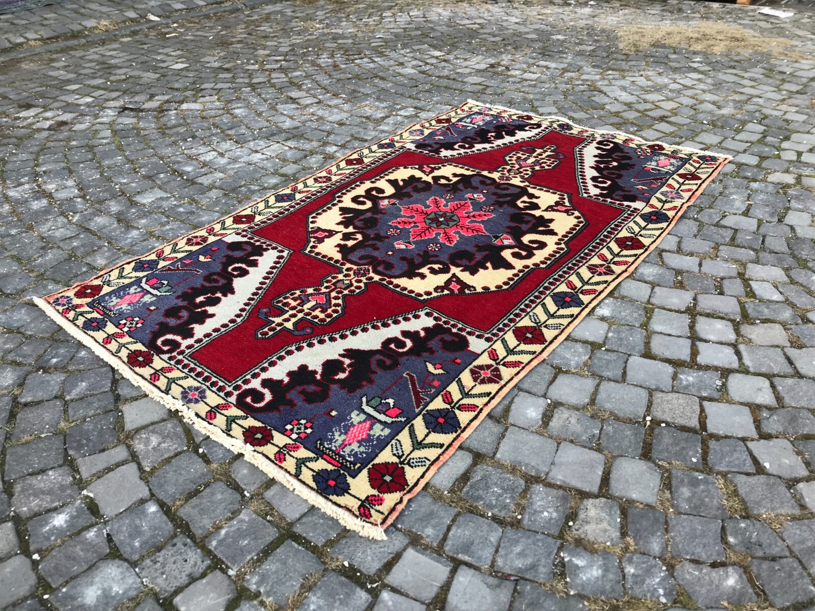 Bohemian Area Rug Handmade Wool Rug Turkish Vintage Traditional Rug Home Decor gallery