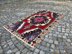 Bohemian Area Rug Handmade Wool Rug Turkish Vintage Traditional Rug Home Decor