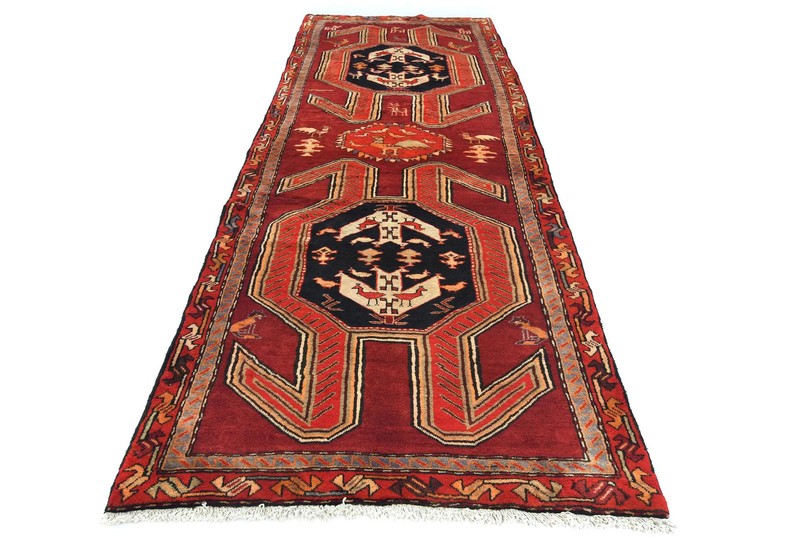 Handmade Pictorial Design Wool Oriental Runner Rug Hallway Carpet 3'6X10'5 ft gallery