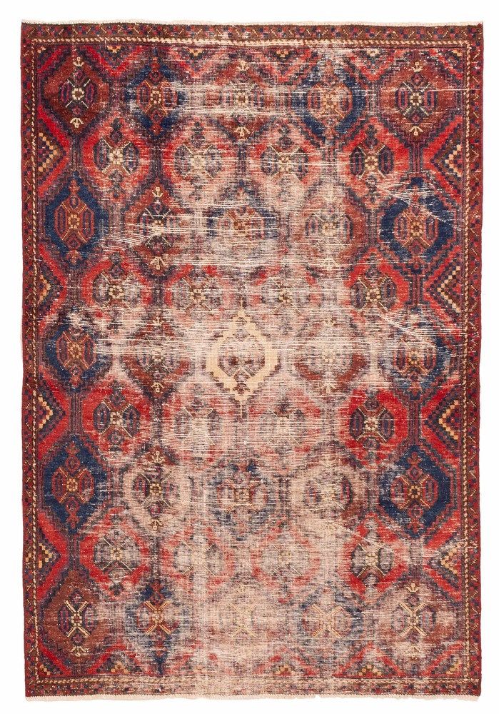 Vintage Hand-Knotted Carpet 4'3" x 6'3" Traditional Oriental Wool Area Rug