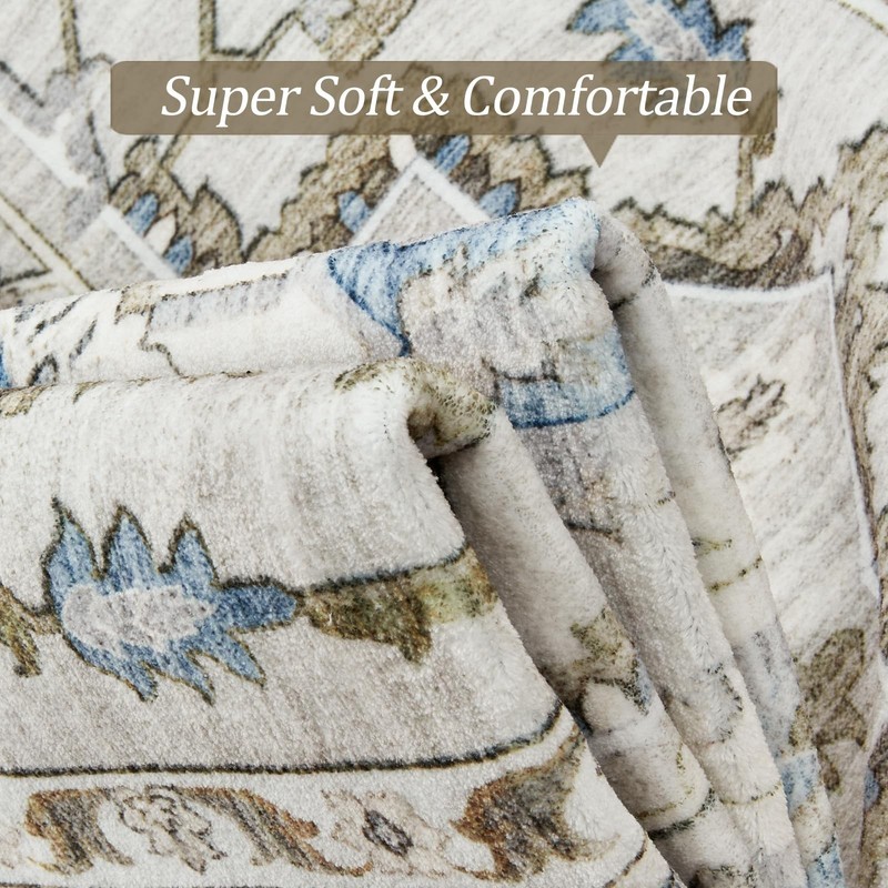 Area Rugs for Living Room - 4x6, Boho Non-Slip Low Pile Carpet Machine Washab... gallery