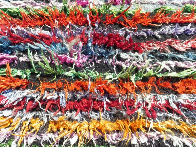Shaggy Rug Mohair Rug Long Hair Rug Multicolor Carpet Vintage Tulu Rugs 35"x50" gallery