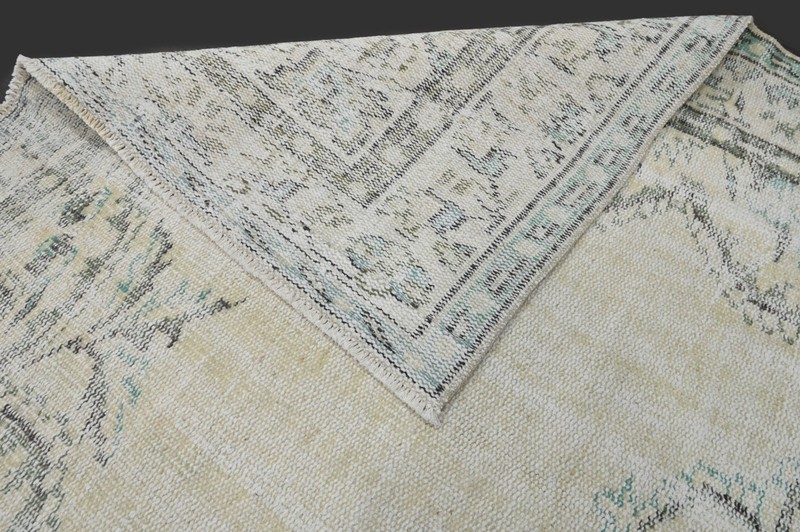 Vintage Turkish Oushak Rug, Beige 5x8ft, Handmade Wool, Bohemian Anatolian gallery