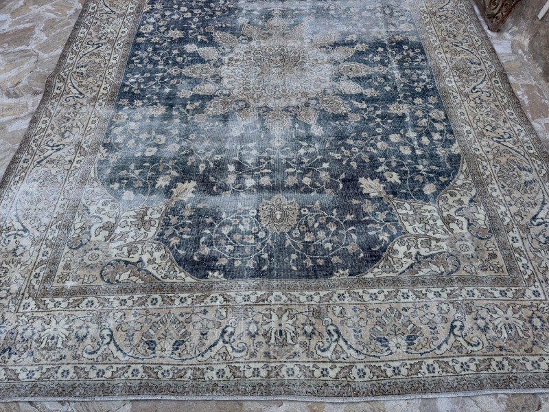 9' x 11'8" Large Hand-Knotted Turkish Carpet Blue Medallion Living Room Deco Rug gallery