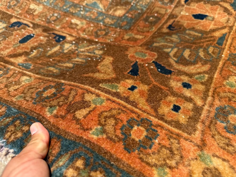6x9 VINTAGE RUG fine handwoven oriental rust persimmon brown blue old muted 6x10 gallery