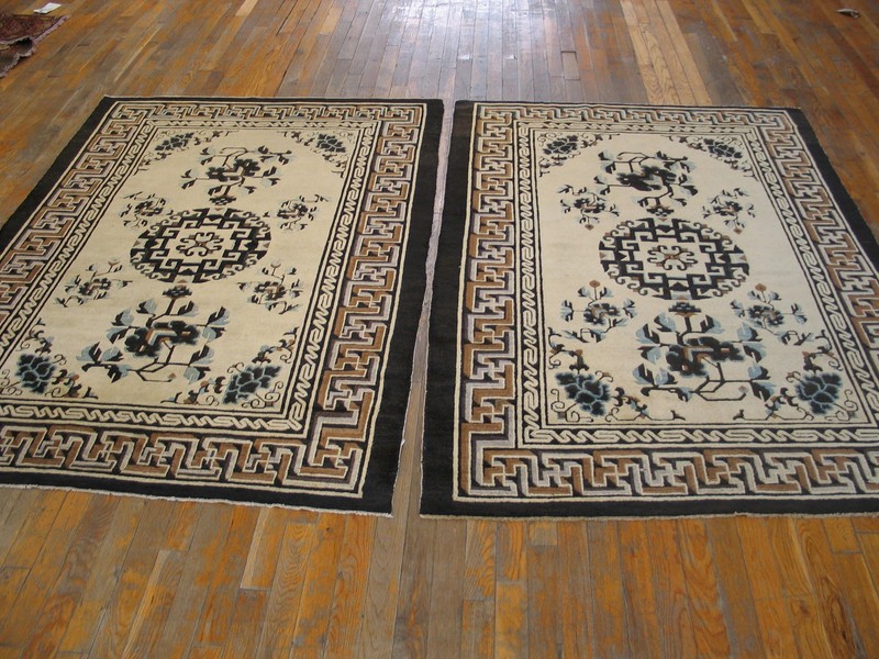 4'x6' Antique Chinese - Mongolian Small Scatter Size Wool Ivory Rug gallery