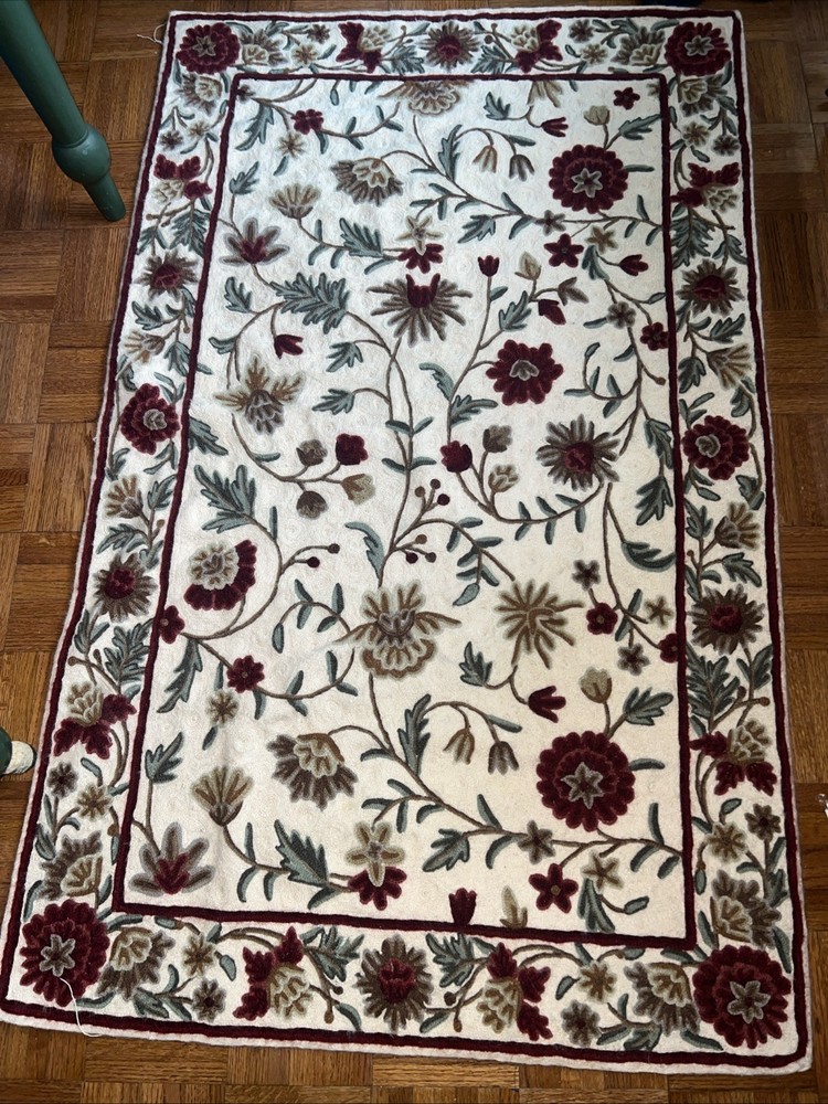 Vintage Hand Woven Wool Traditional Kashmiri Multicolor Kilim Rug Carpet 55x34”