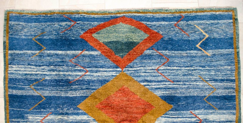 6x7 Hand Knotted Gabbeh Rug Area Rug Ticker Pile Child Room Rug BLUE 6'1''x6'8" gallery