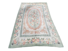 Vintage Shabby American Carolina Wool Looped Hand Hooked Rug 8′ X 11’5″