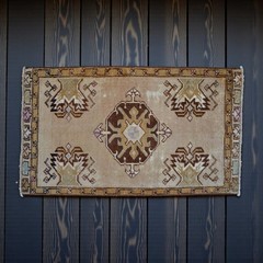 Vintage Turkish Rug Handmade Small Rug, Wool Doormat, Kitchen Rug, 18×31 inches